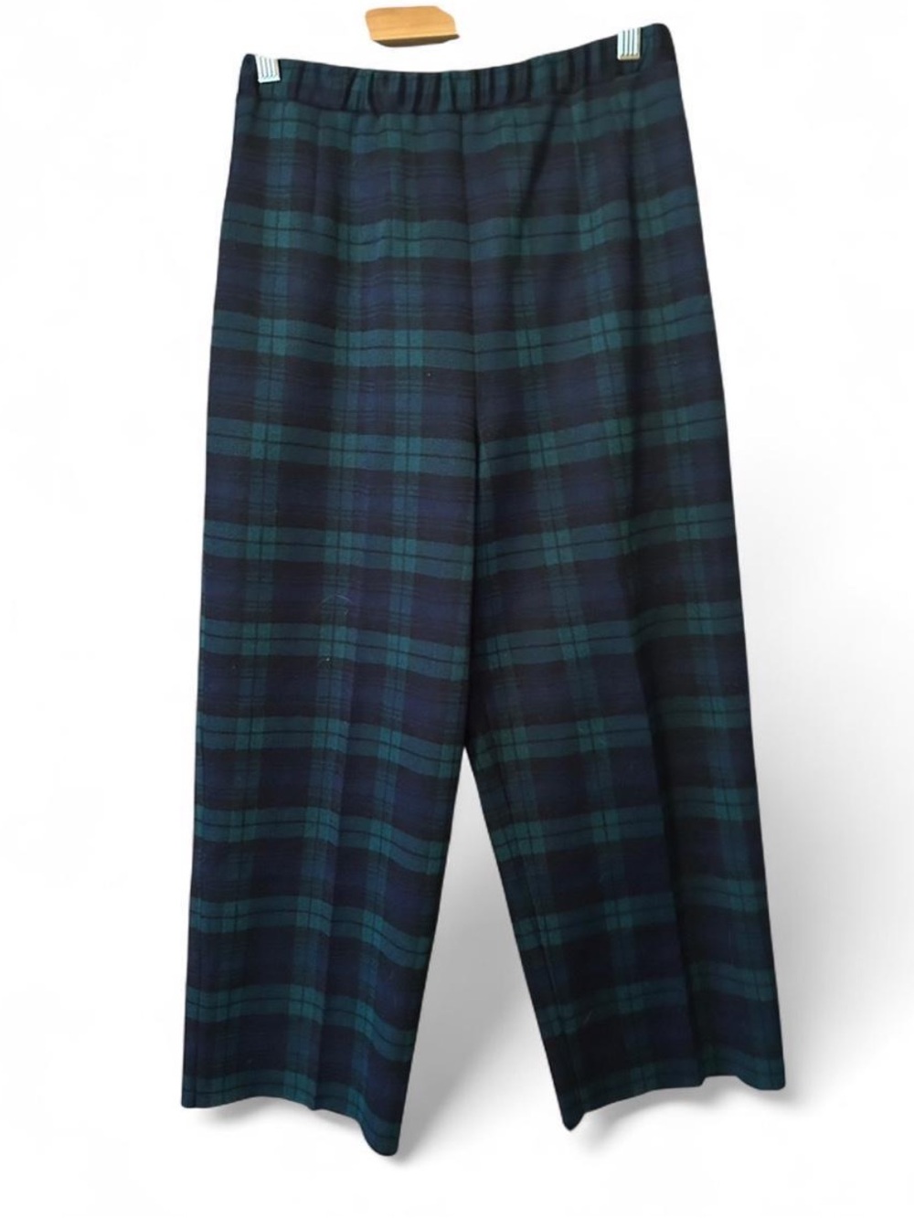 Alfred Dunner Navy and Dark Green Plaid Wide-Leg Pants